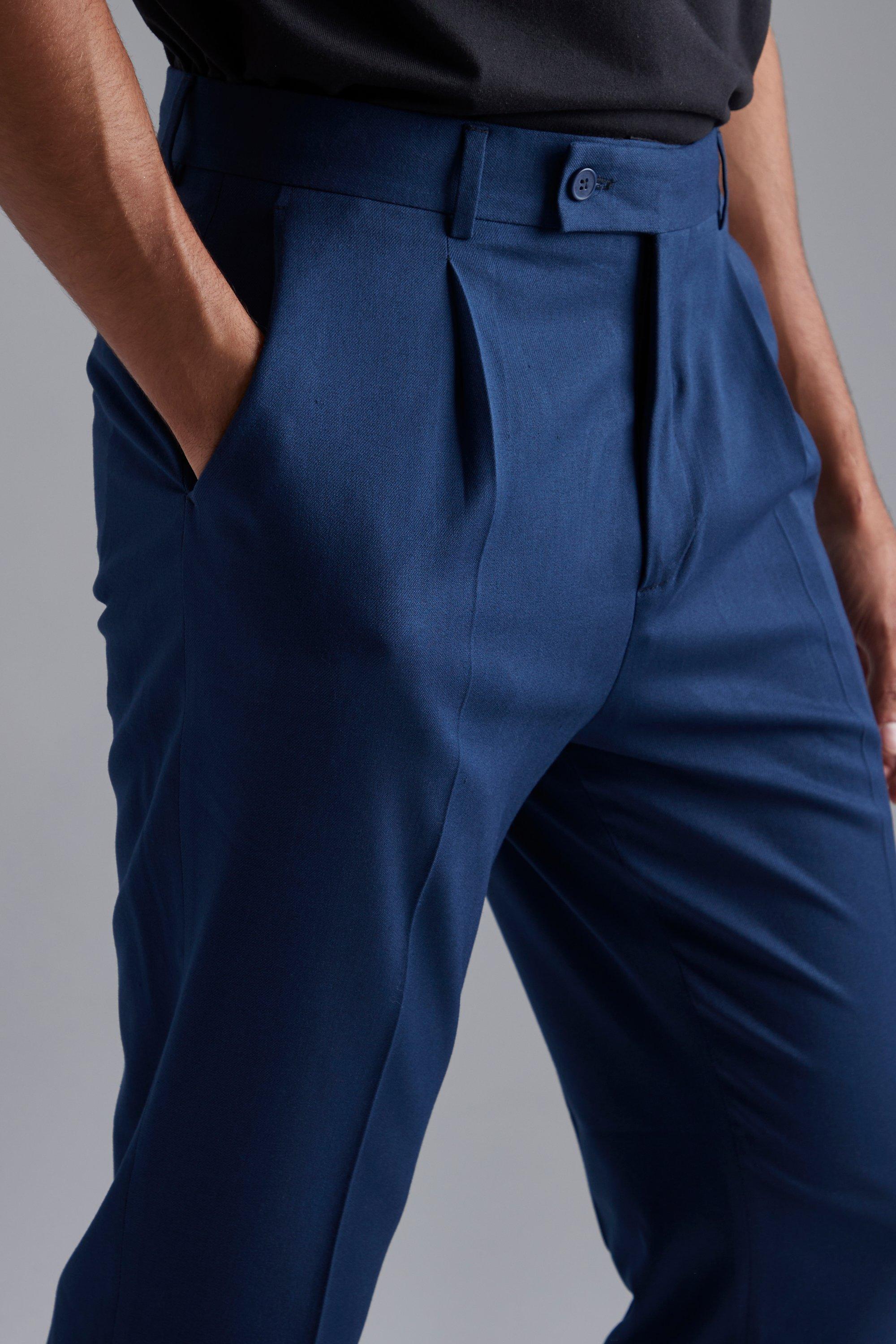 Mens navy sale tapered trousers