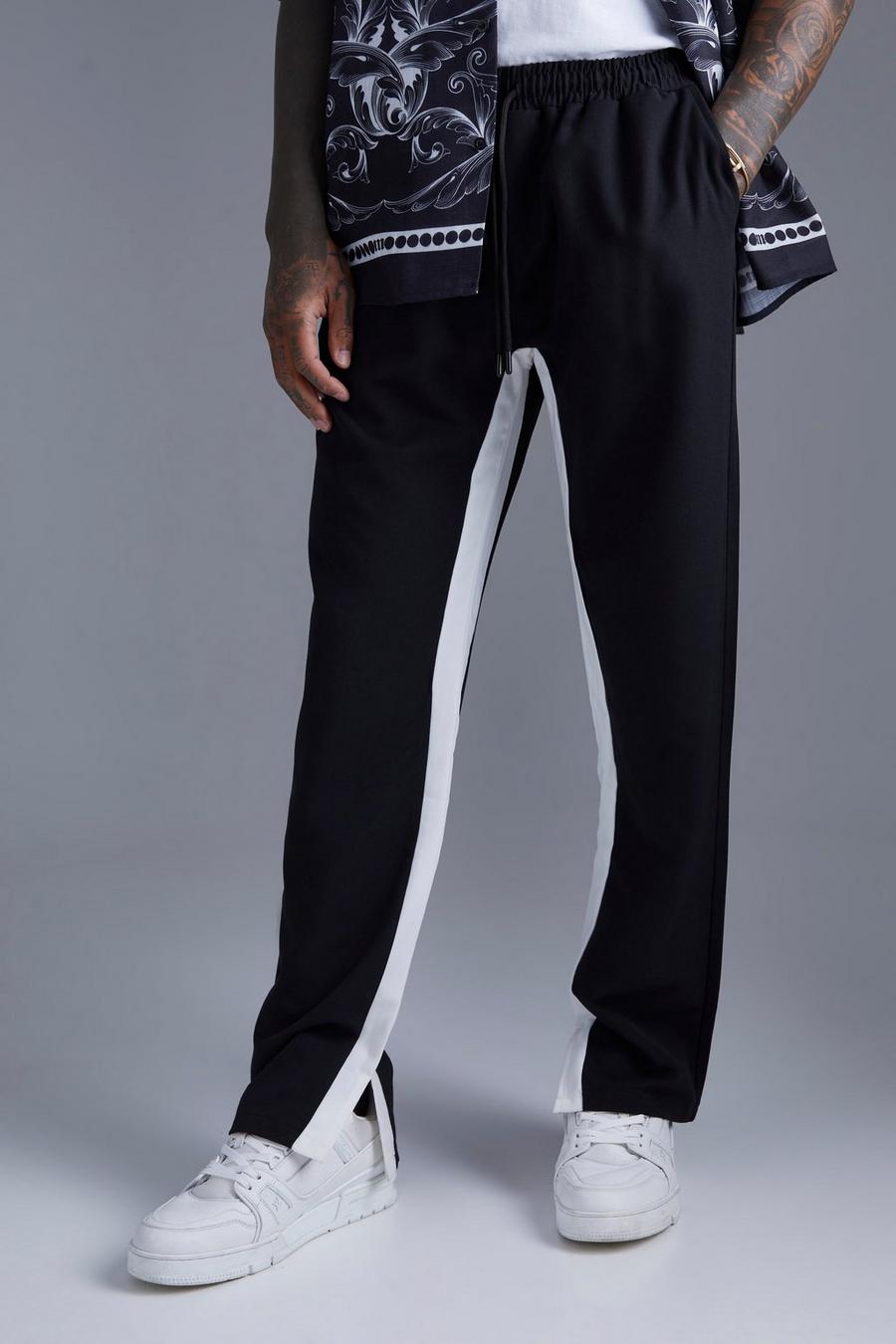 Black Straight Leg Gusset Jogger Waist Trousers image number 1