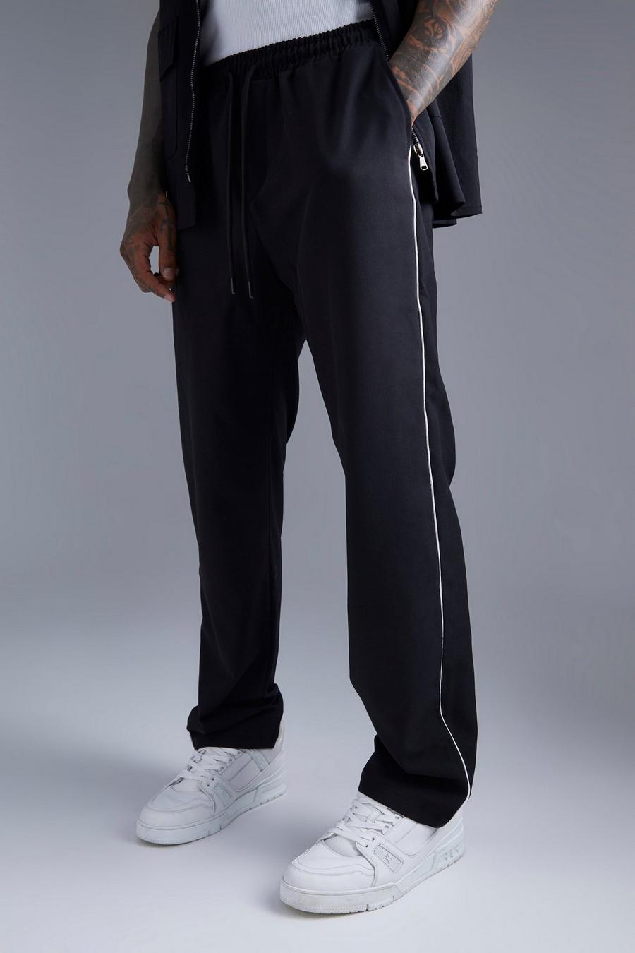 Pantaloni tuta dritti con cordoncino, Black negro image number 1
