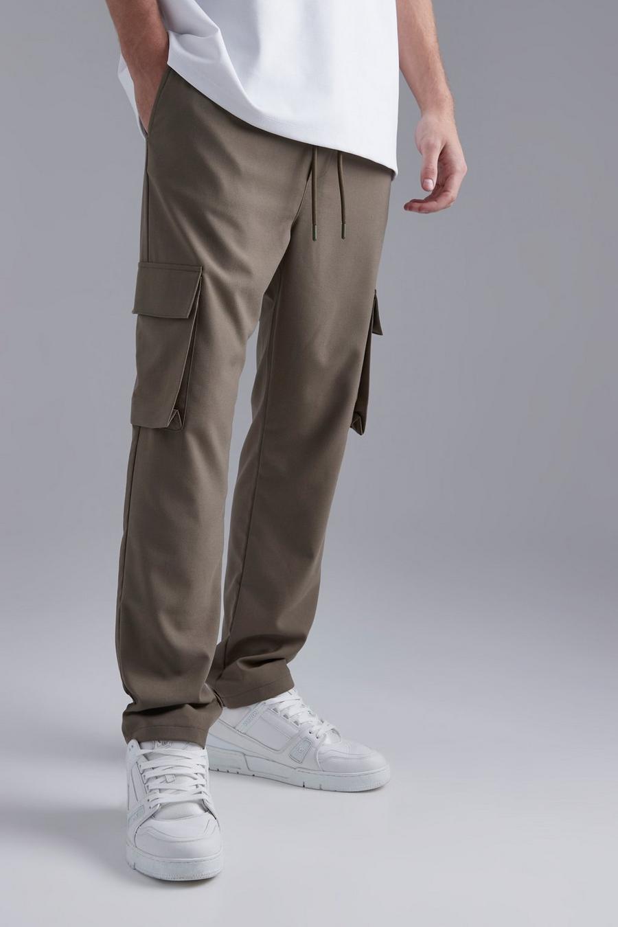 Sage green Tapered Cargo Smart Jogger Waist Trousers