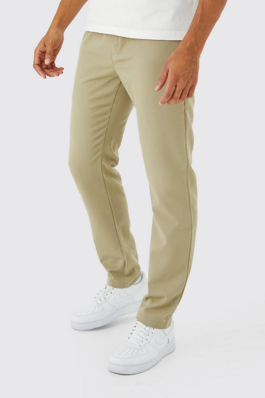 Taupe beige Slim Comfort Stretch Jogger Waist Trousers image number 1