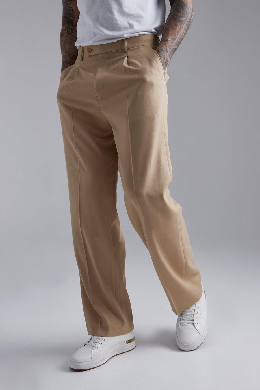 Taupe beige Wide Leg Tailored Trousers