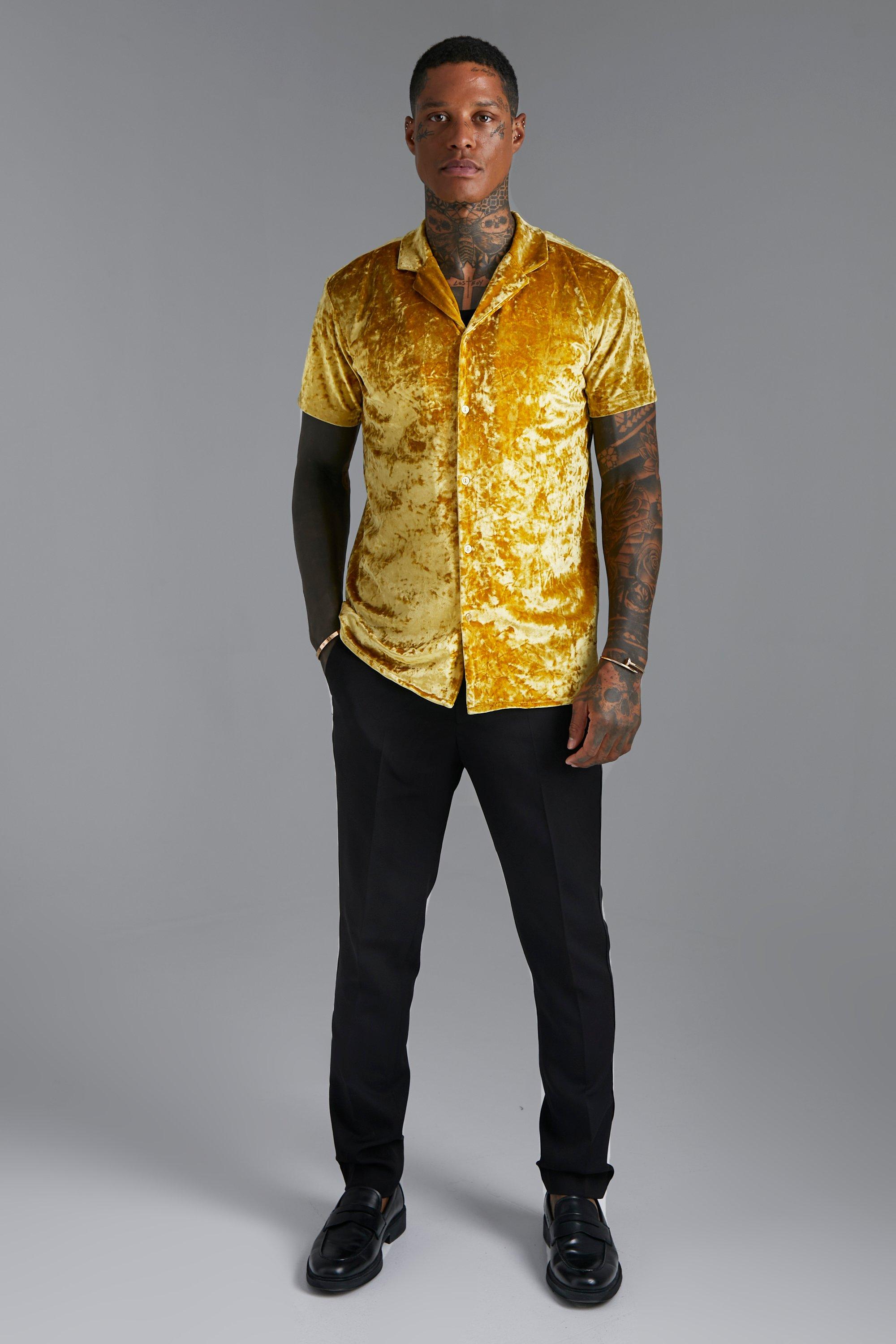 Yellow cheap velvet shirt