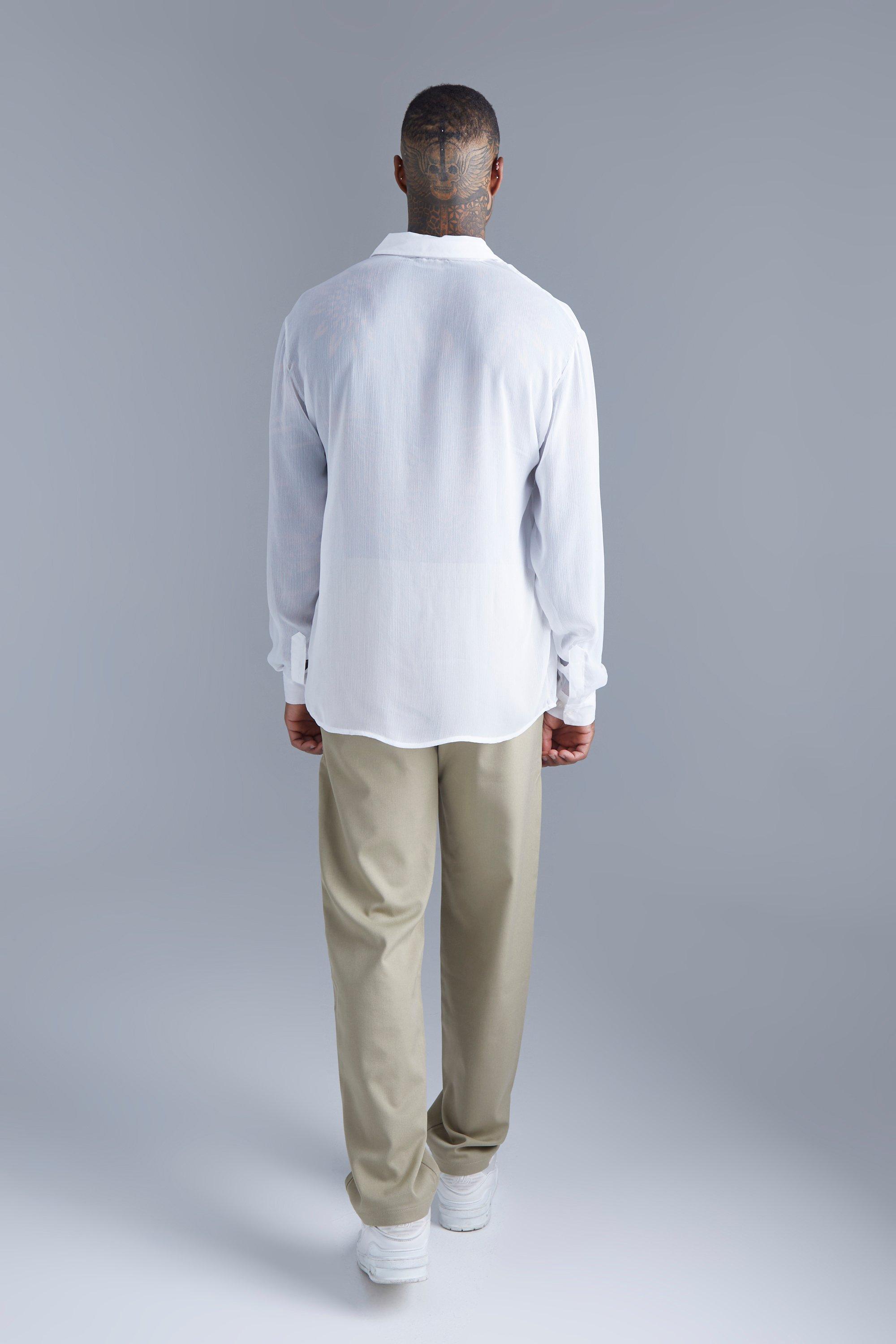 Long Sleeve Oversized Chiffon Shirt | boohoo USA Long Sleeve Oversized Chiffon Shirt | boohoo USA