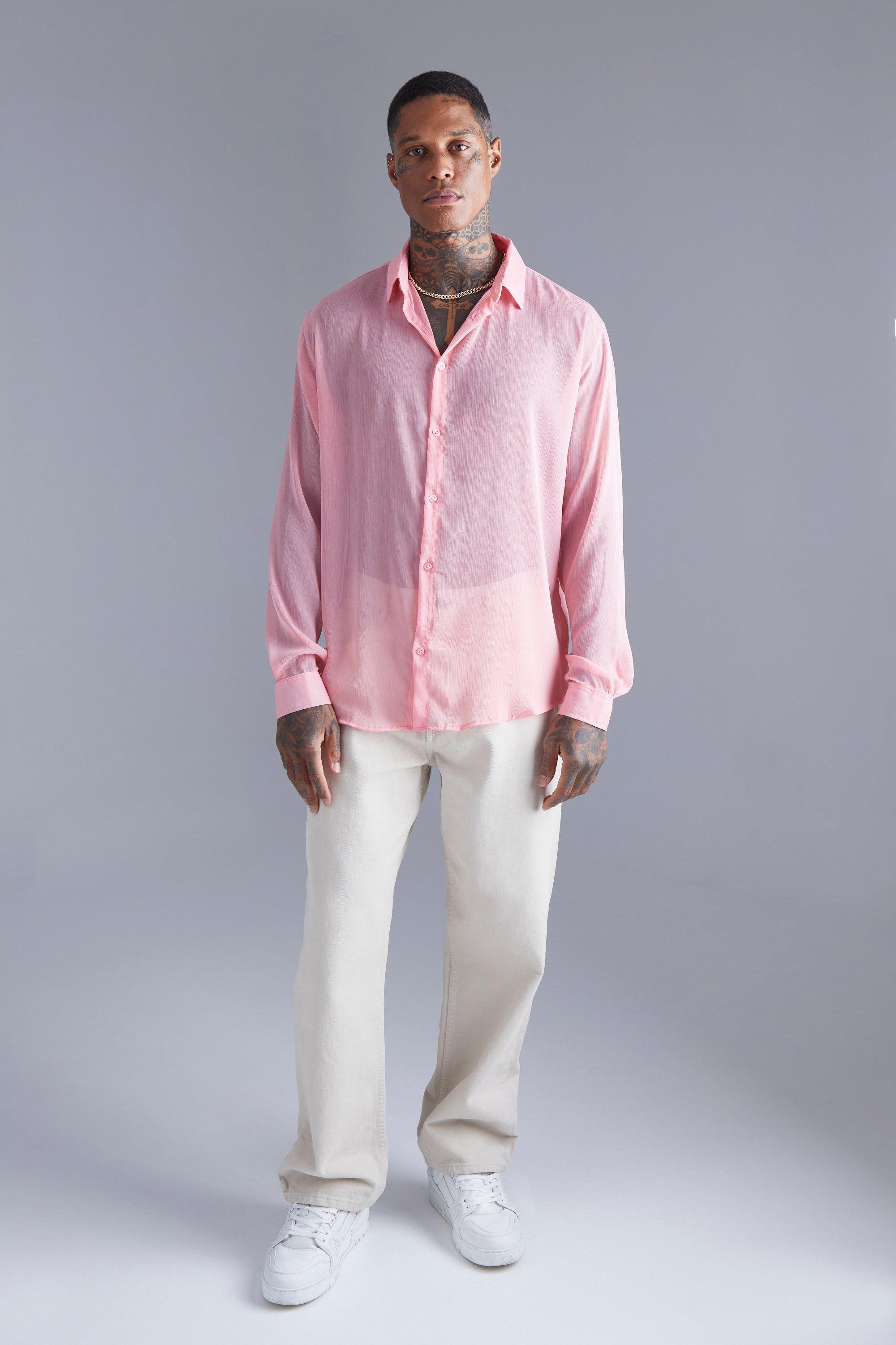 Pink long shop sleeve men