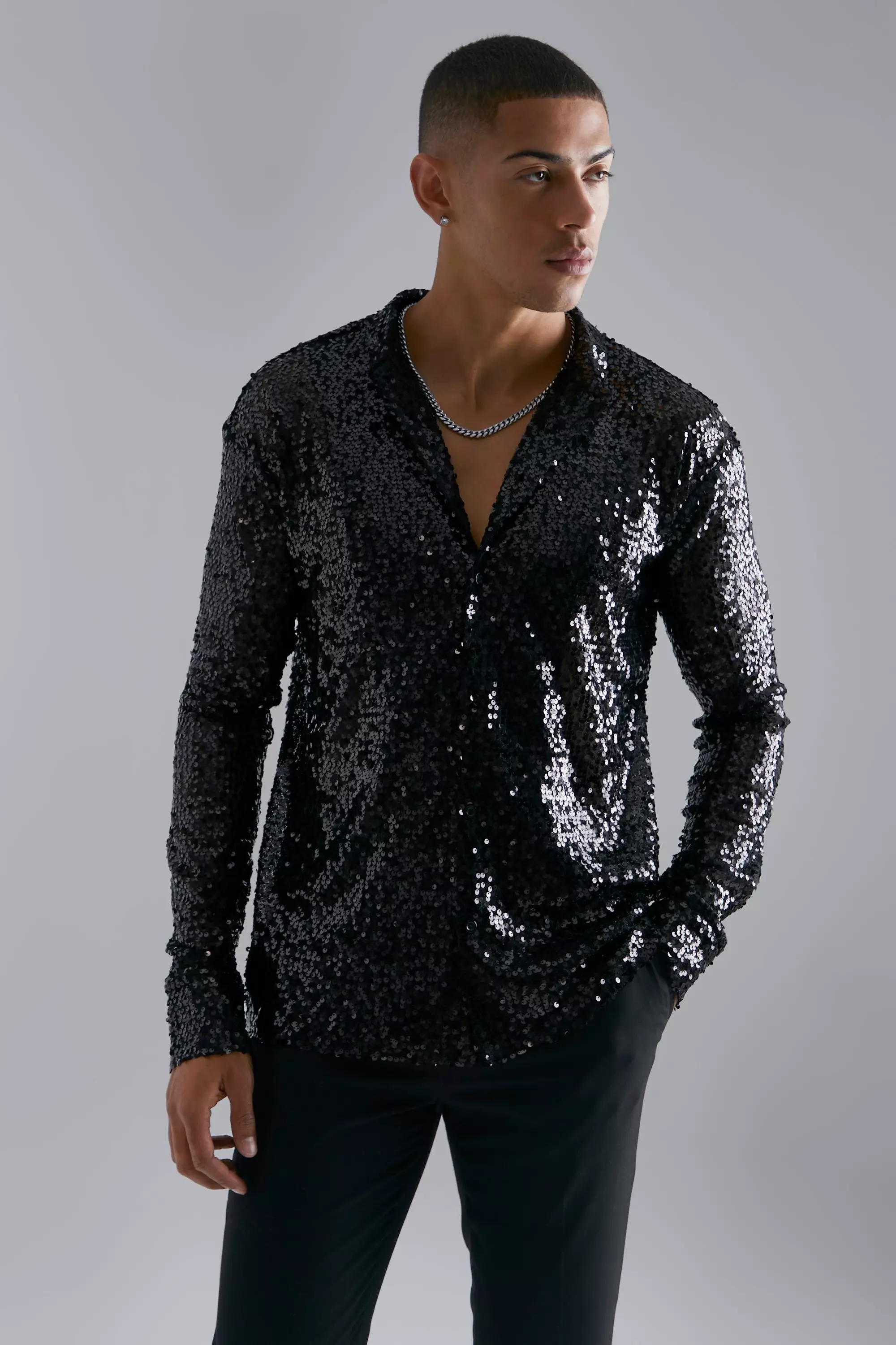 Sequin shirt long clearance sleeve