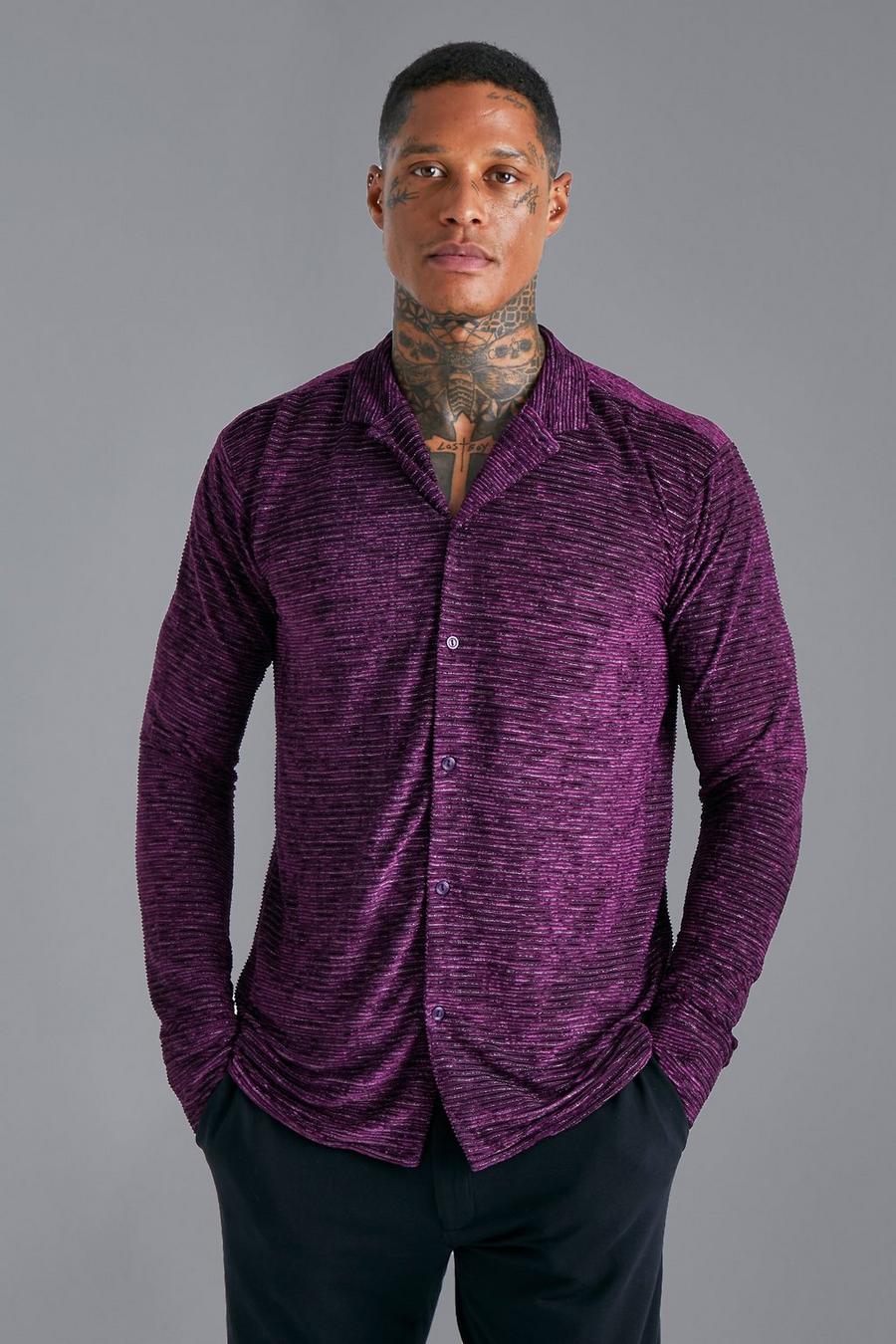 Purple Long Sleeve Glitter Stripe Shirt  image number 1