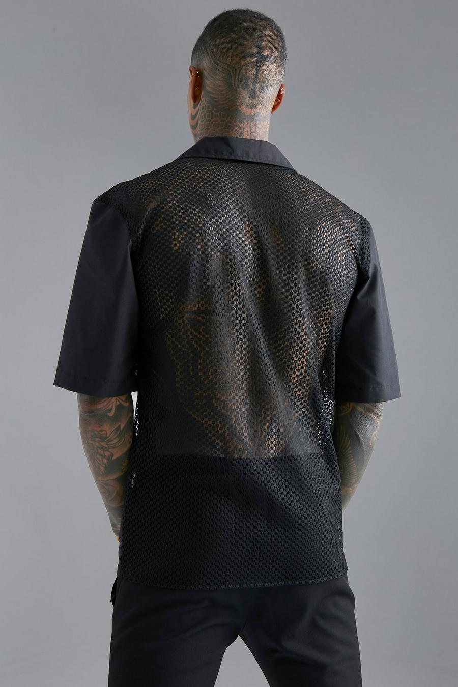 Black Drop Overhemd Met Revers Kraag En Kanten Rug image number 1