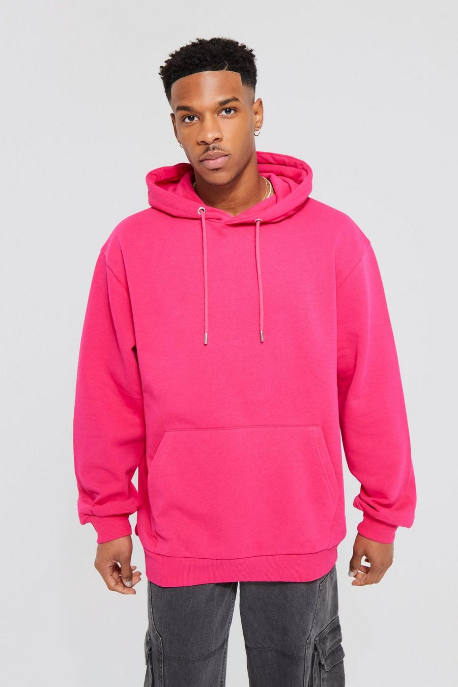 Bright pink Oversized Over The Head Hoodie image number 1