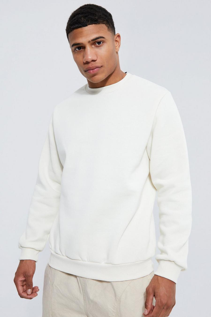 Ecru white Basic Crew Neck Sweatshirt