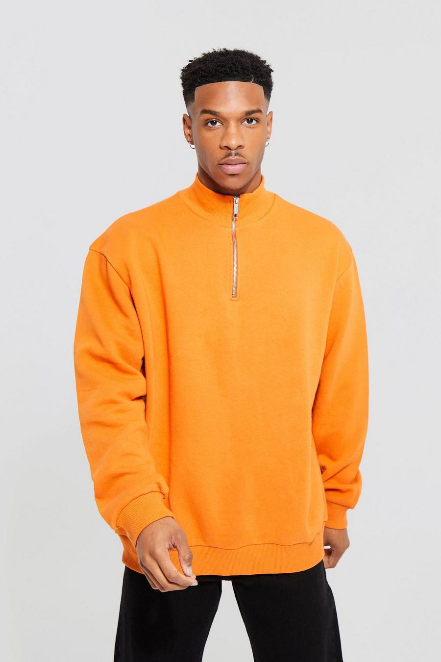 Rust orange Oversized 1/4 Zip Funnel Sweatshirt image number 1