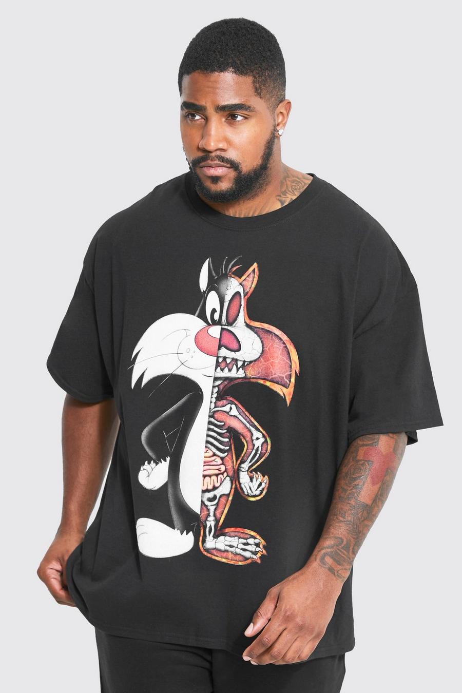 Black noir Plus Looney Tunes Sylvester Licence T-shirt