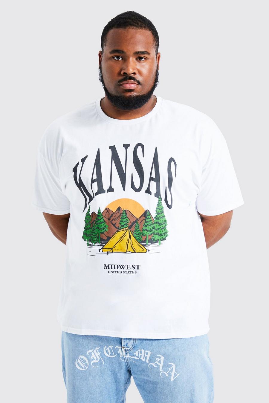 Grande taille - T-shirt oversize à slogan Kansas City, White image number 1