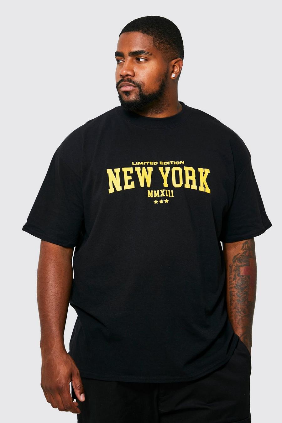Black Plus Oversized New York Varsity T-shirt image number 1
