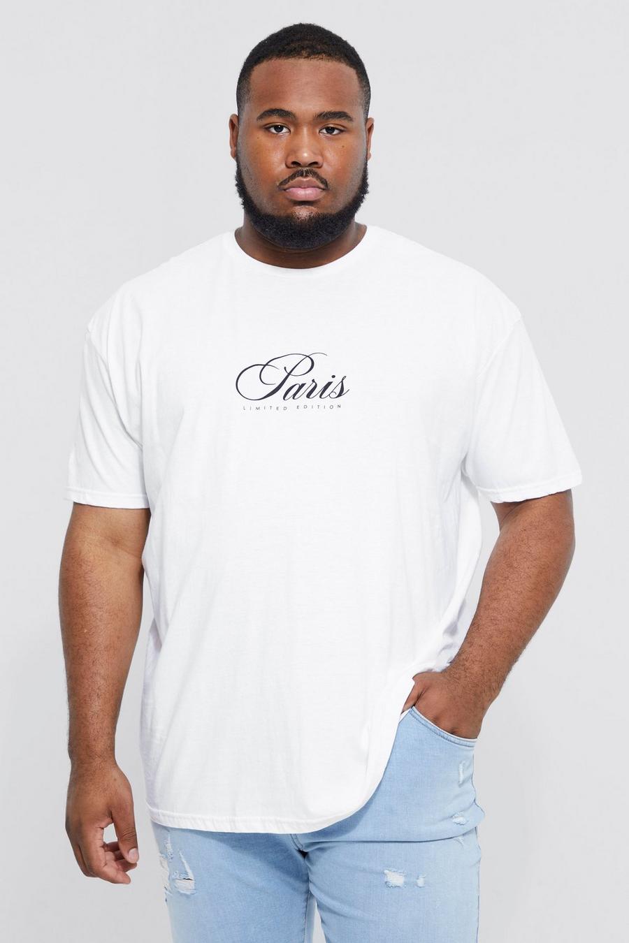 White Plus Oversized Extended Neck City Print Tee image number 1