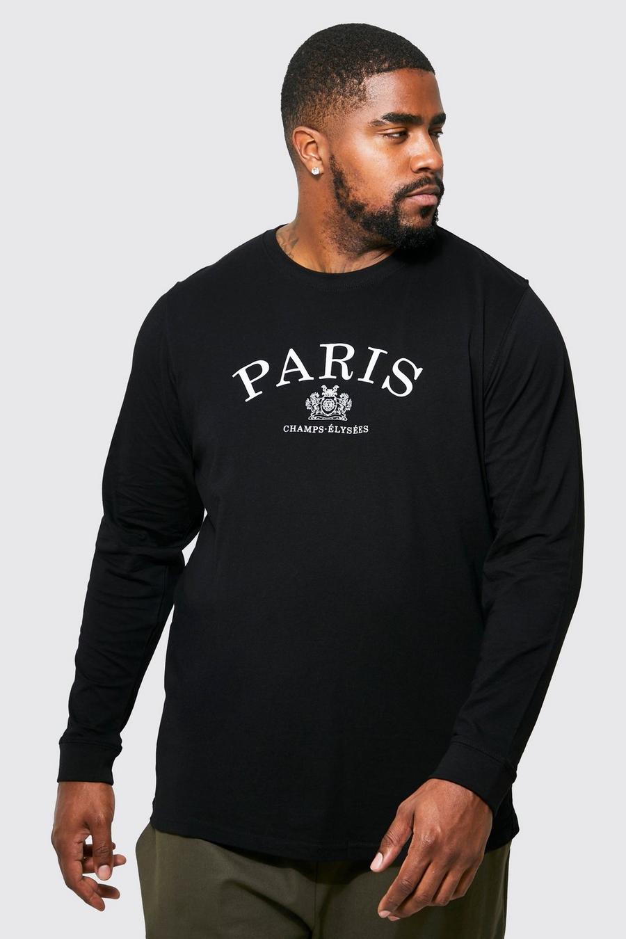 Black Plus Long sleeve Paris Print T-shirt image number 1