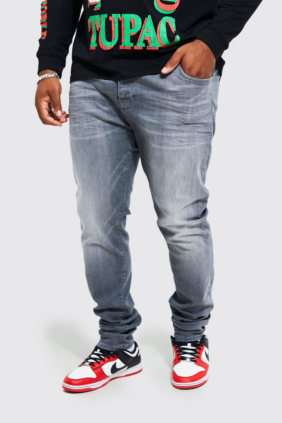 אפור כהה grigio סקיני ג'ינס נערם מבד סטרץ', מידות גדולות
