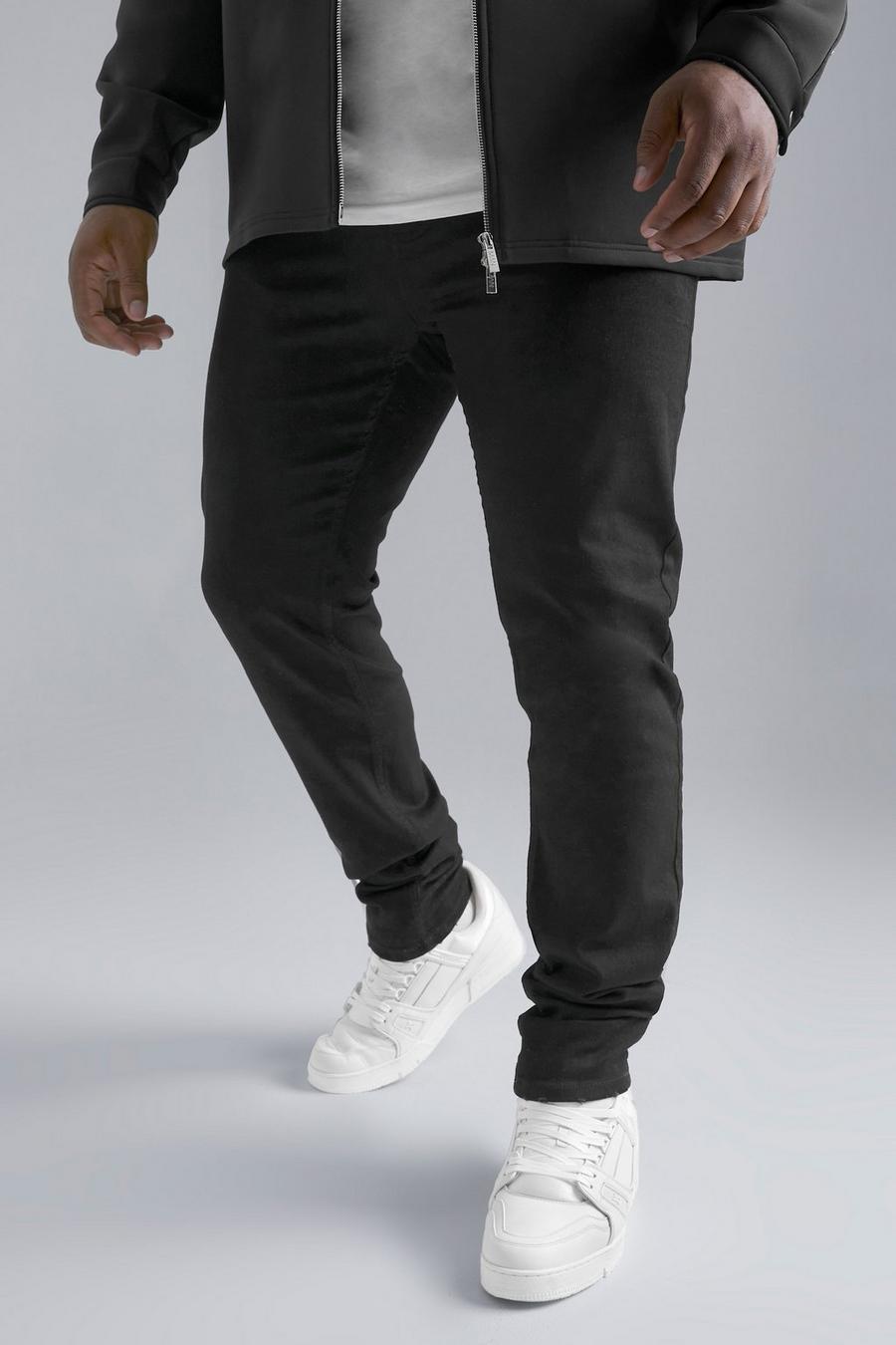 שחור אמיתי סקיני ג'ינס נערם מבד סטרץ', מידות גדולות image number 1