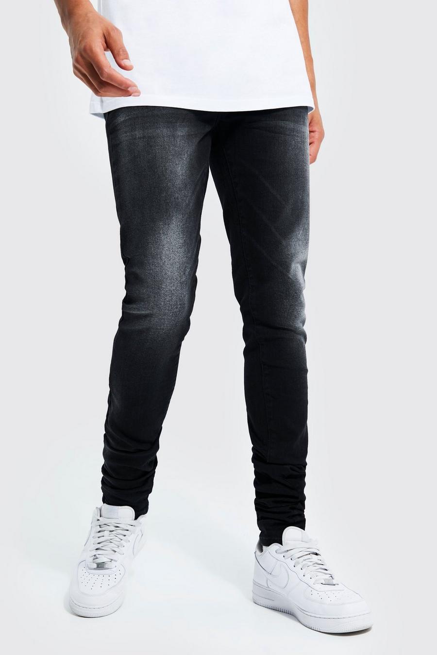 Jeans Tall Skinny Fit Stretch con pieghe sul fondo, True black