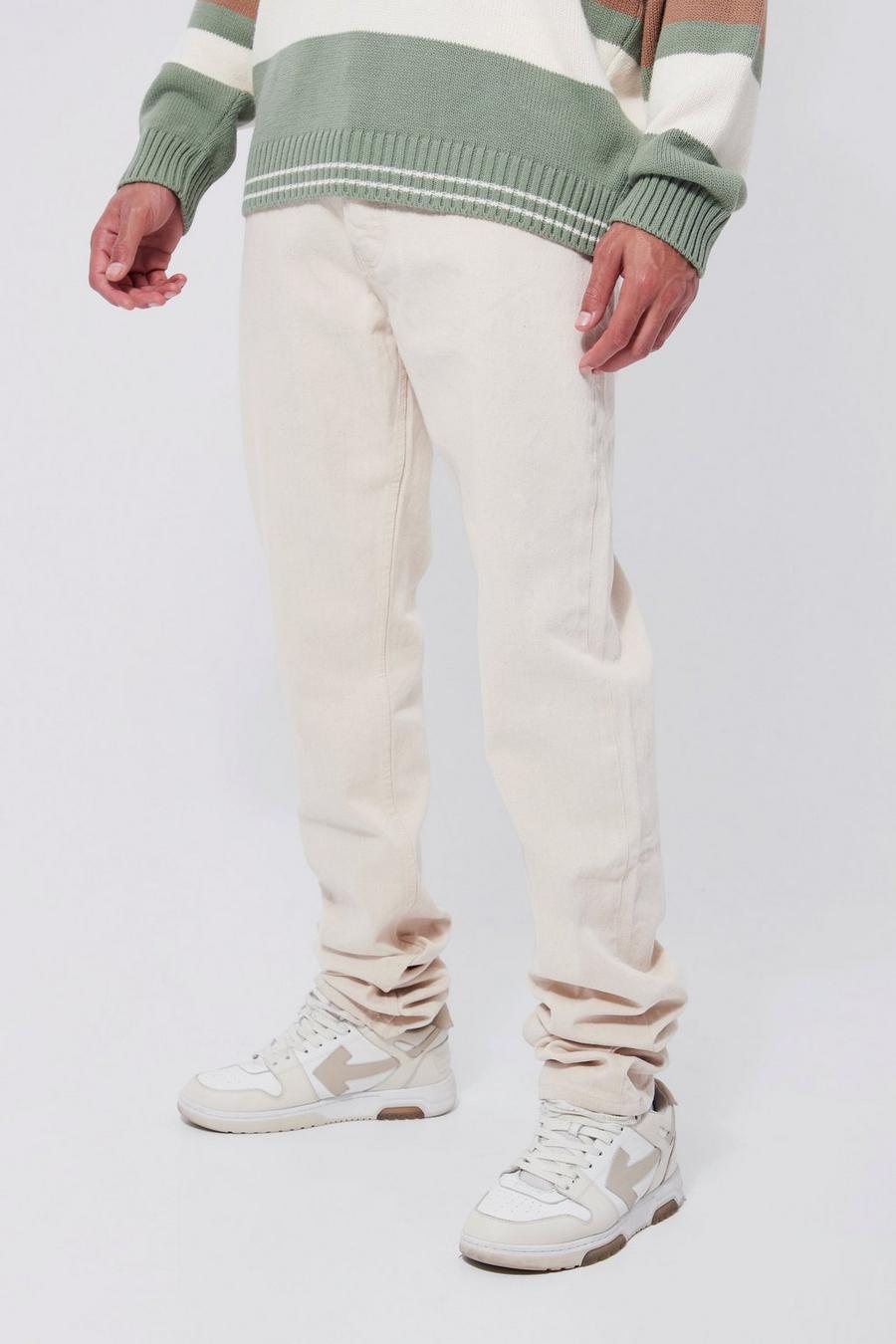 Ecru blanc Tall Stacked Overdye Jeans Met Rechte Pijpen image number 1