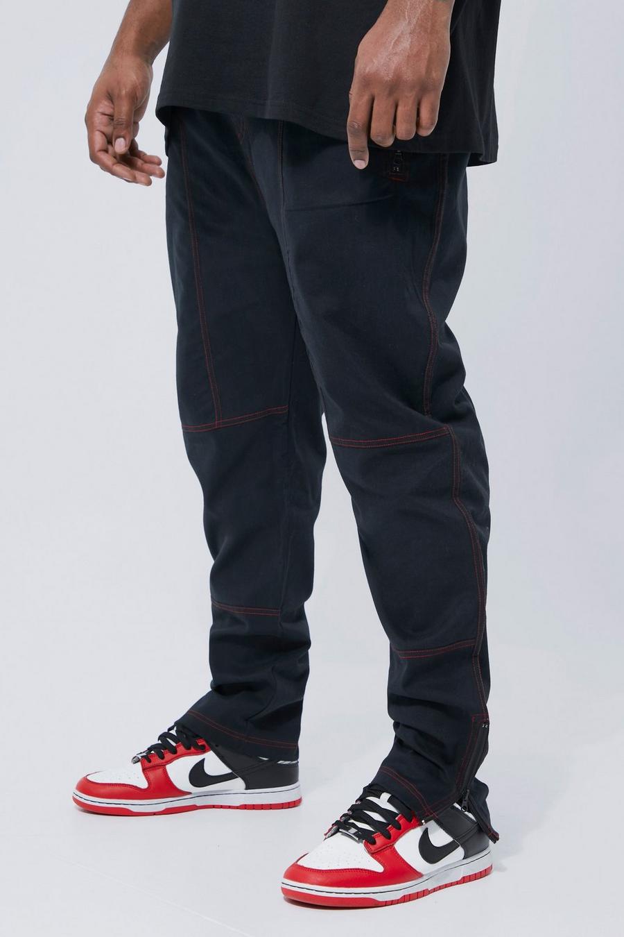 Black Plus Skinny Fit Top Stitch Cargo Trouser image number 1