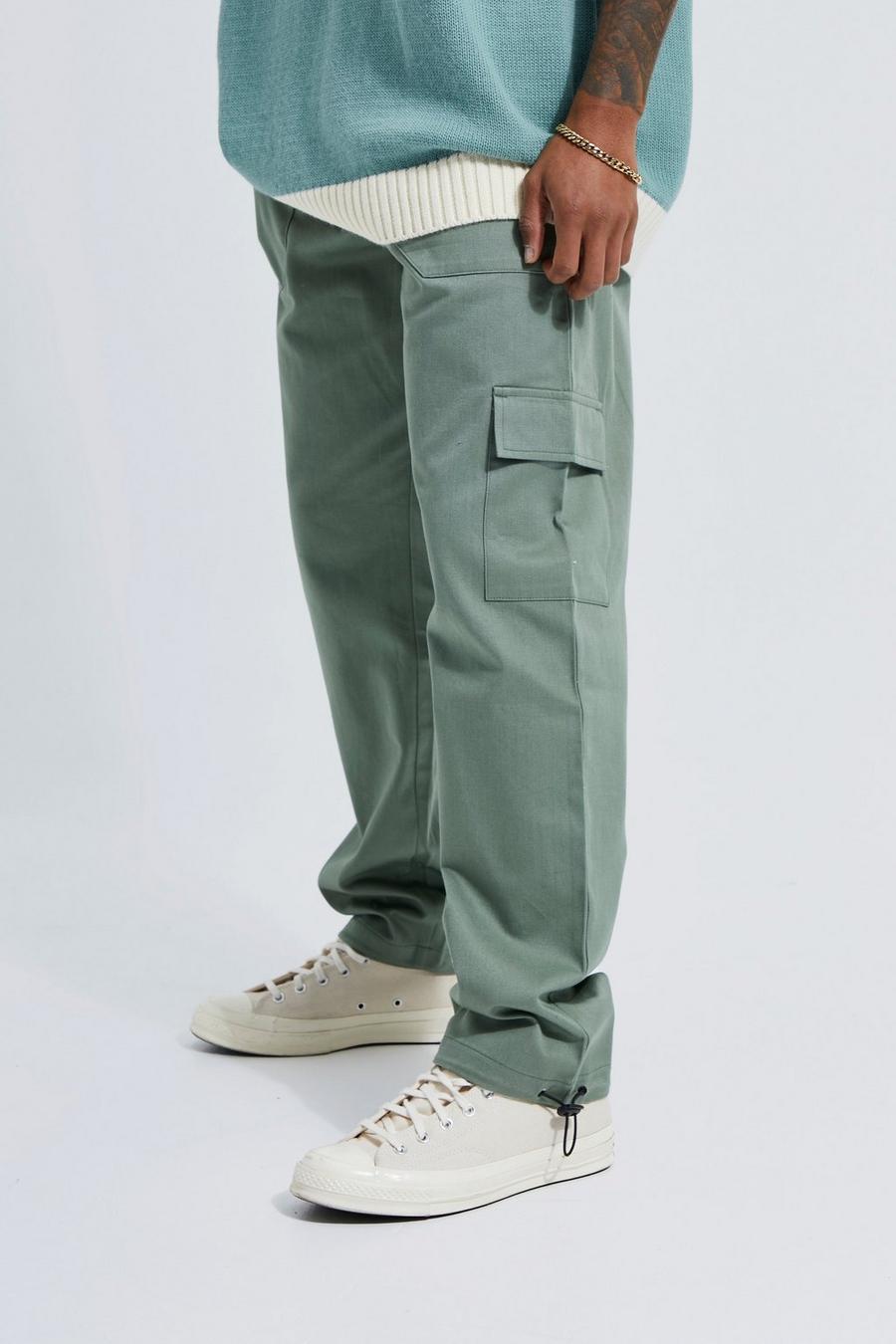 Sage Elastic Waist Straight Cargo Bungee Trouser image number 1