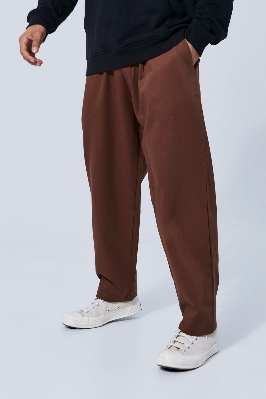Chocolate brown Elastic Waist Skate Chino Trouser image number 1