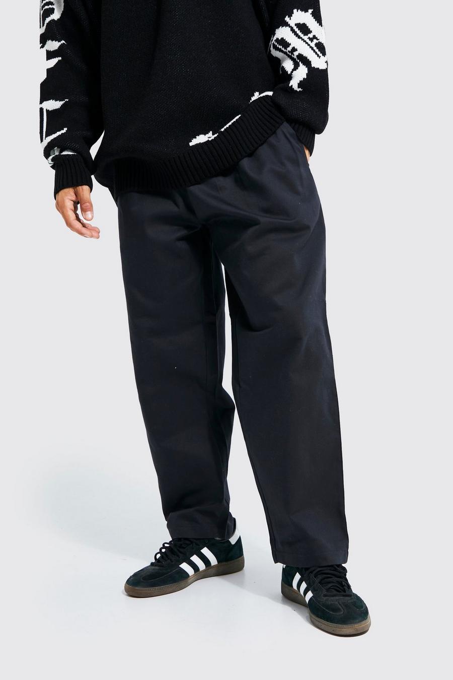 Black svart Elastic Waist Skate Chino Trouser