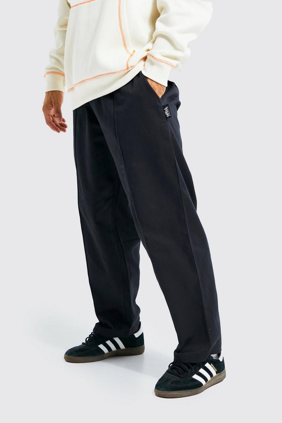 שחור מכנסי צ'ינו סקייטר קרופ עם רצועת מותן אלסטית  image number 1