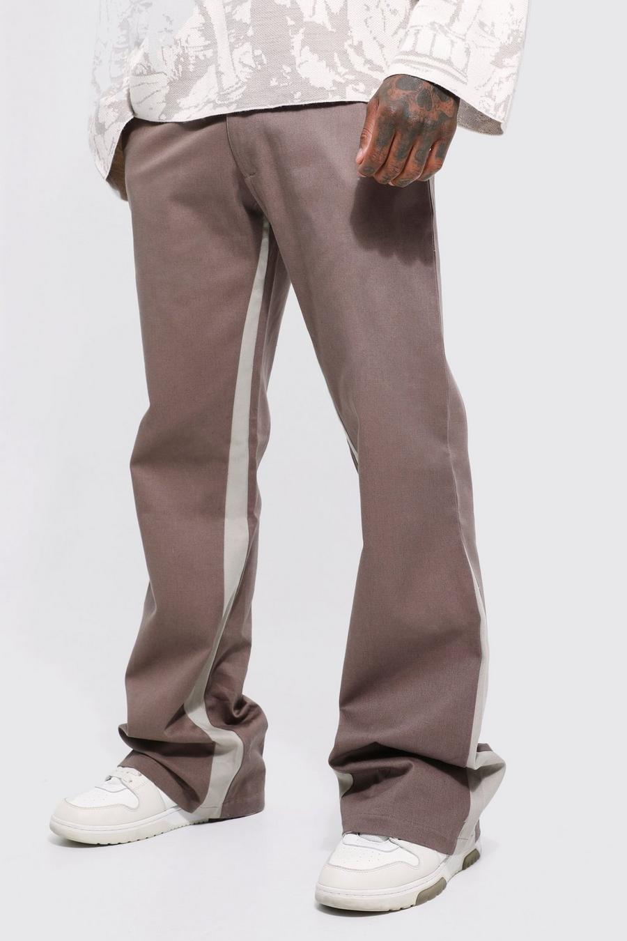 Chocolate Fixed Waist Straight Colourblock Gusset Trouser image number 1
