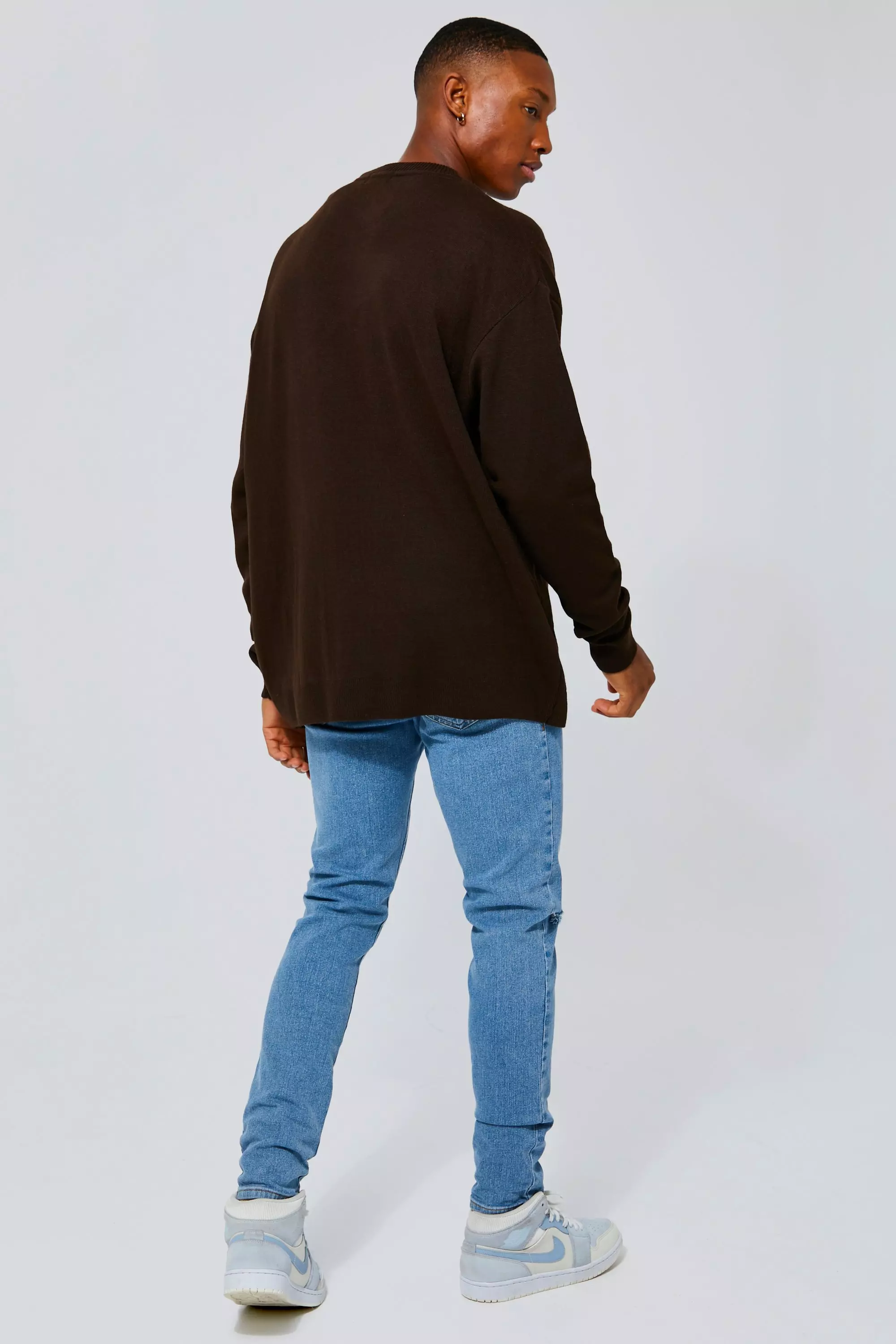 Chocolate Oversized Scribble Face Knitted Jumper alternative image