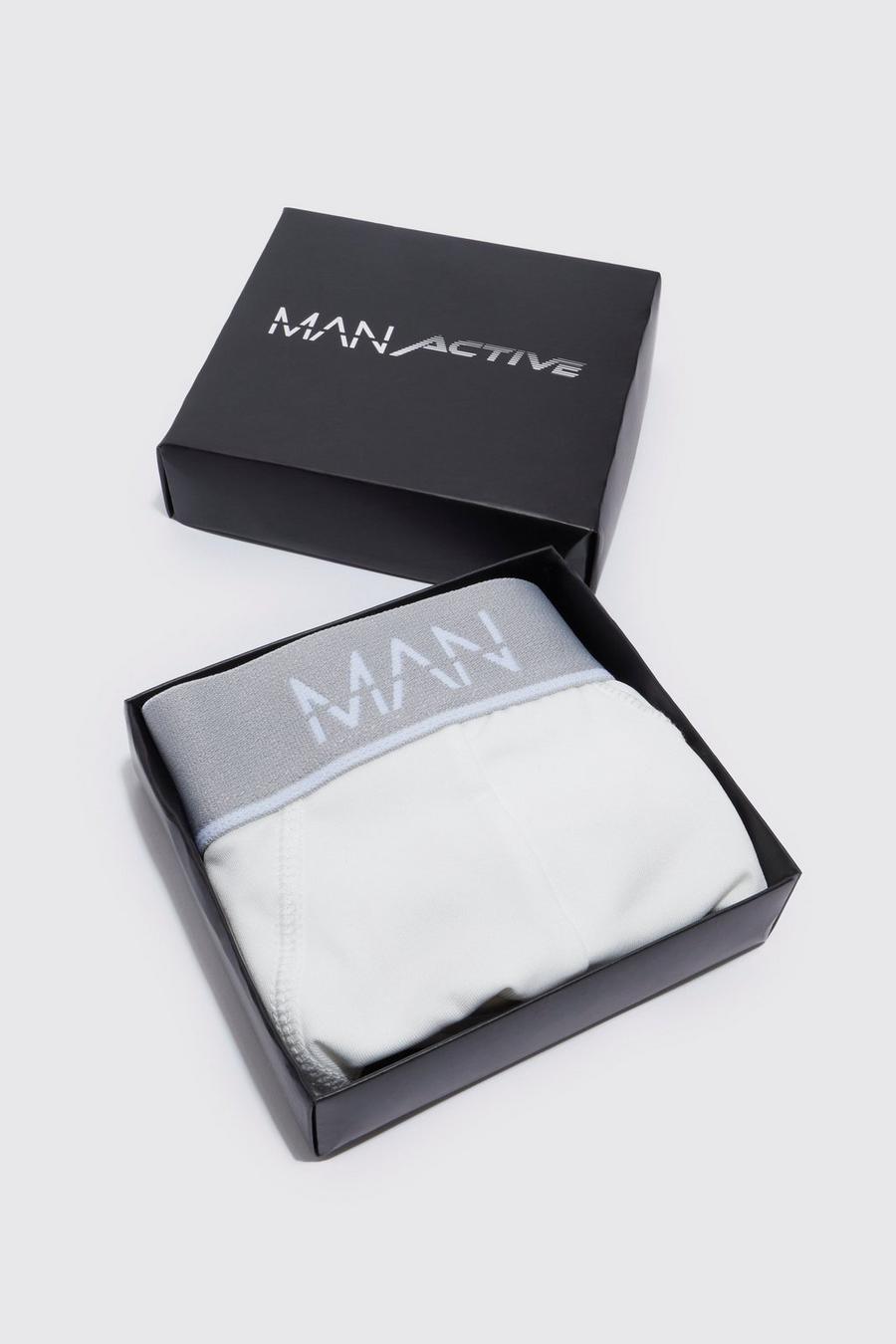Man Active Single Gift Boxed Brief, White blanco