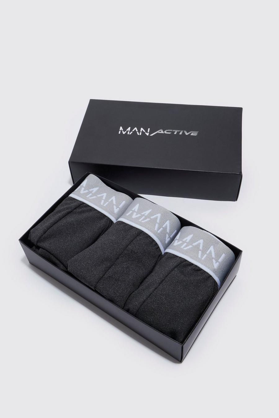 Man Active 3 Pack Gift Boxed Briefs, Black nero