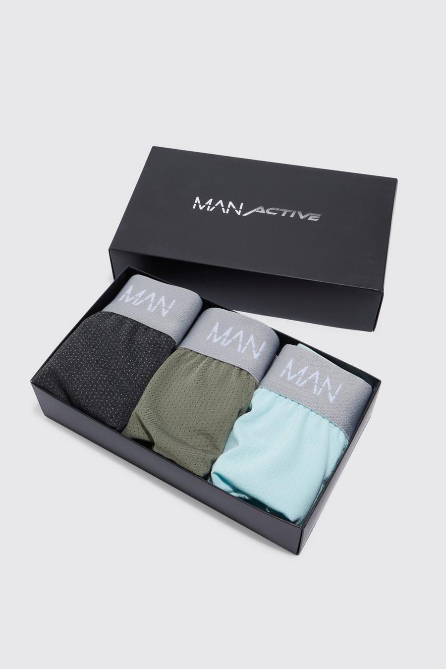 Multi Man Active 3 Pack Gift Boxed Boxers