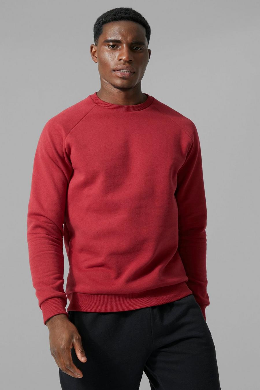 Man Active Raglan Sweatshirt, Dark red image number 1