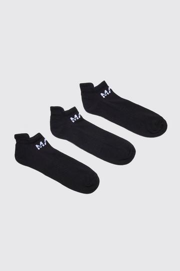 3 Pack Man Active Gym Cushioned Trainer Sock black