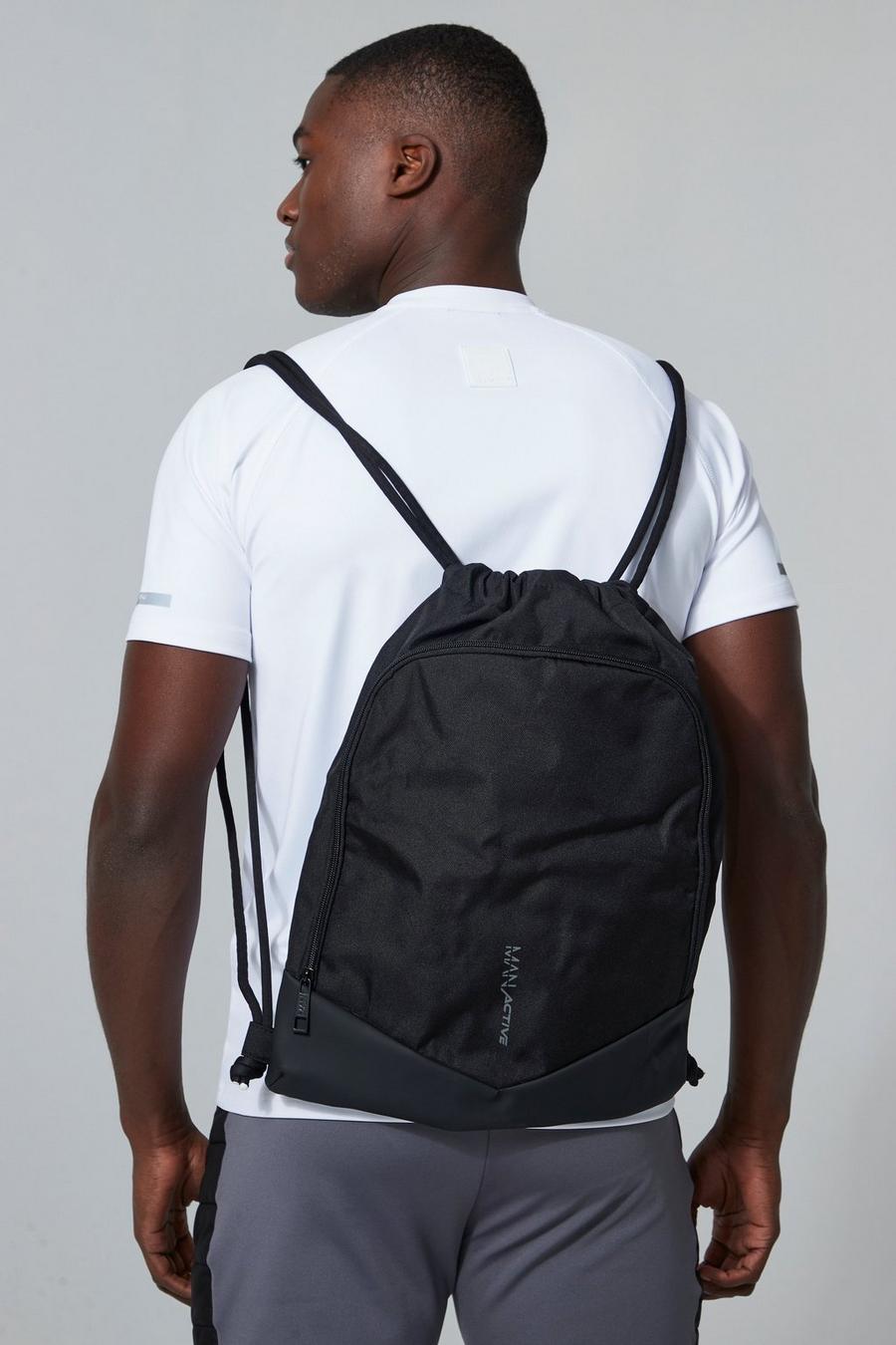 Black svart Man Active Drawstring Bag
