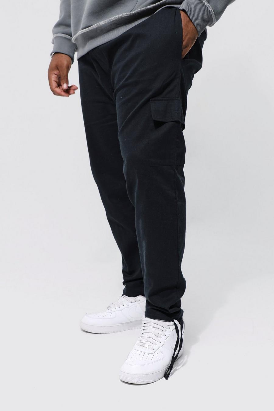 Pantalón Plus pitillo cargo con cintura elástica, Black negro image number 1