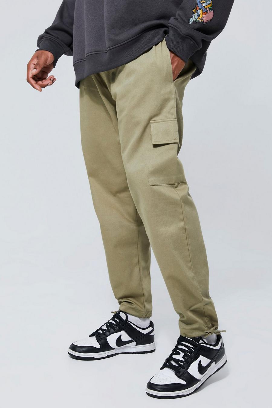 Khaki Plus Skinny Fit Elastic Waist Cargo Trouser  image number 1