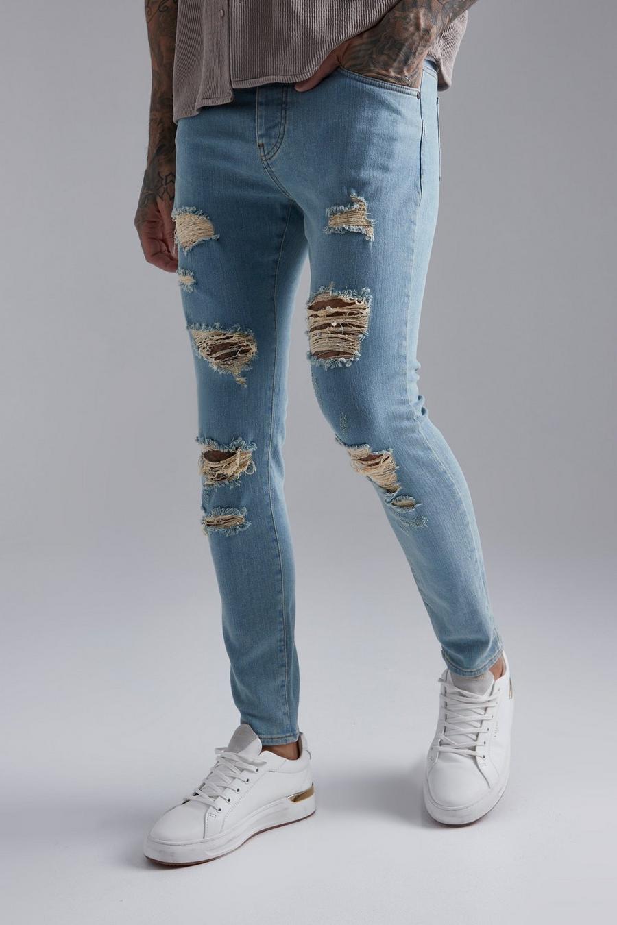 Antique blue Skinny Stretch All Over Rip Jeans  image number 1