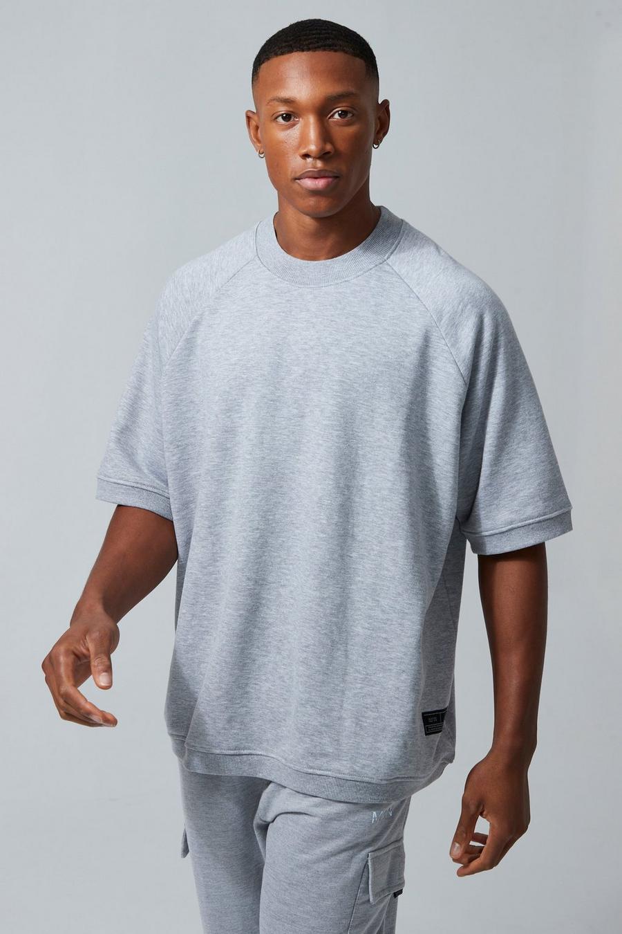 Kurzärmliges Oversize Man Active Sweatshirt, Grey marl image number 1