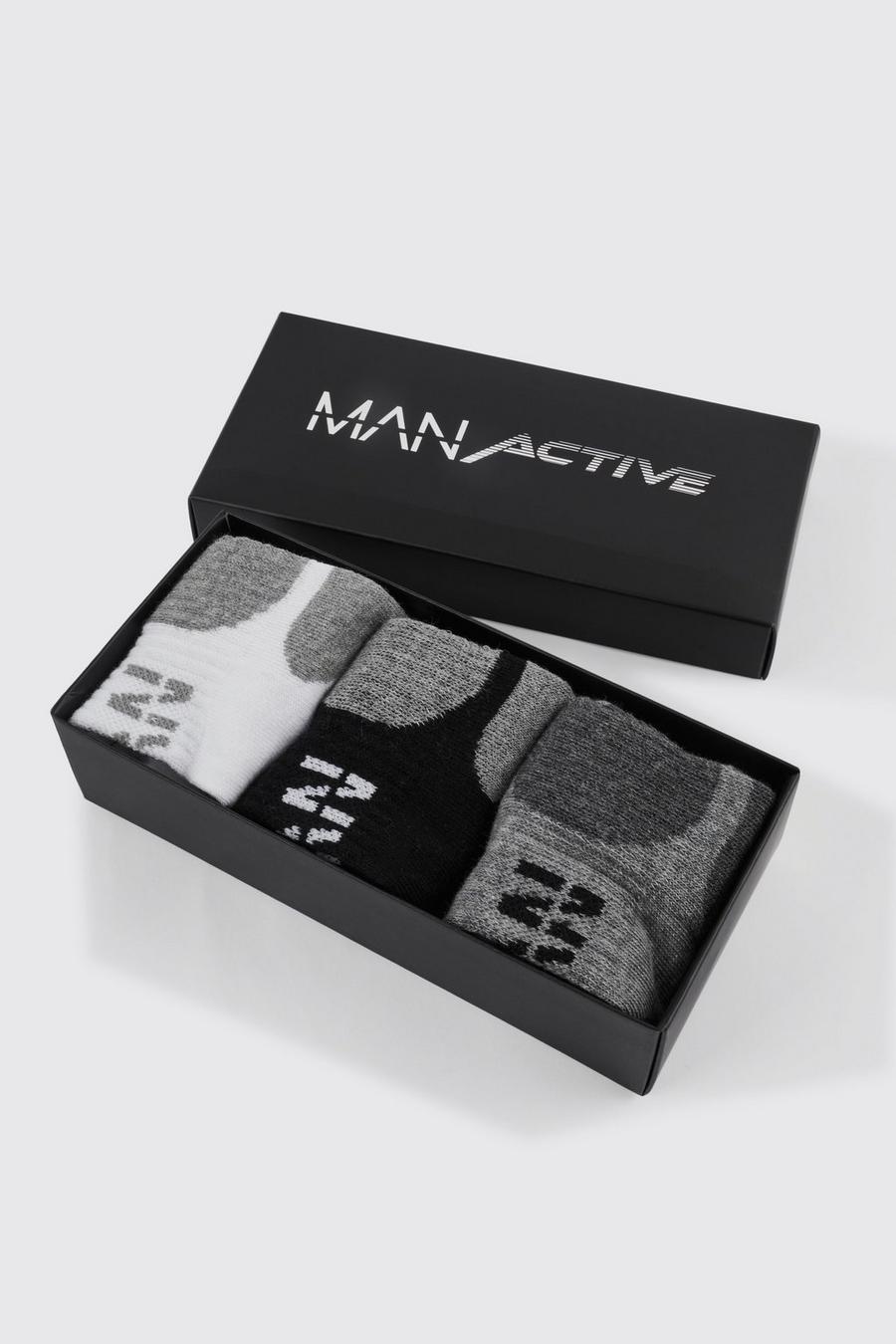 Multi Man Active 3 Pack Gift Boxed Trainer Socks image number 1