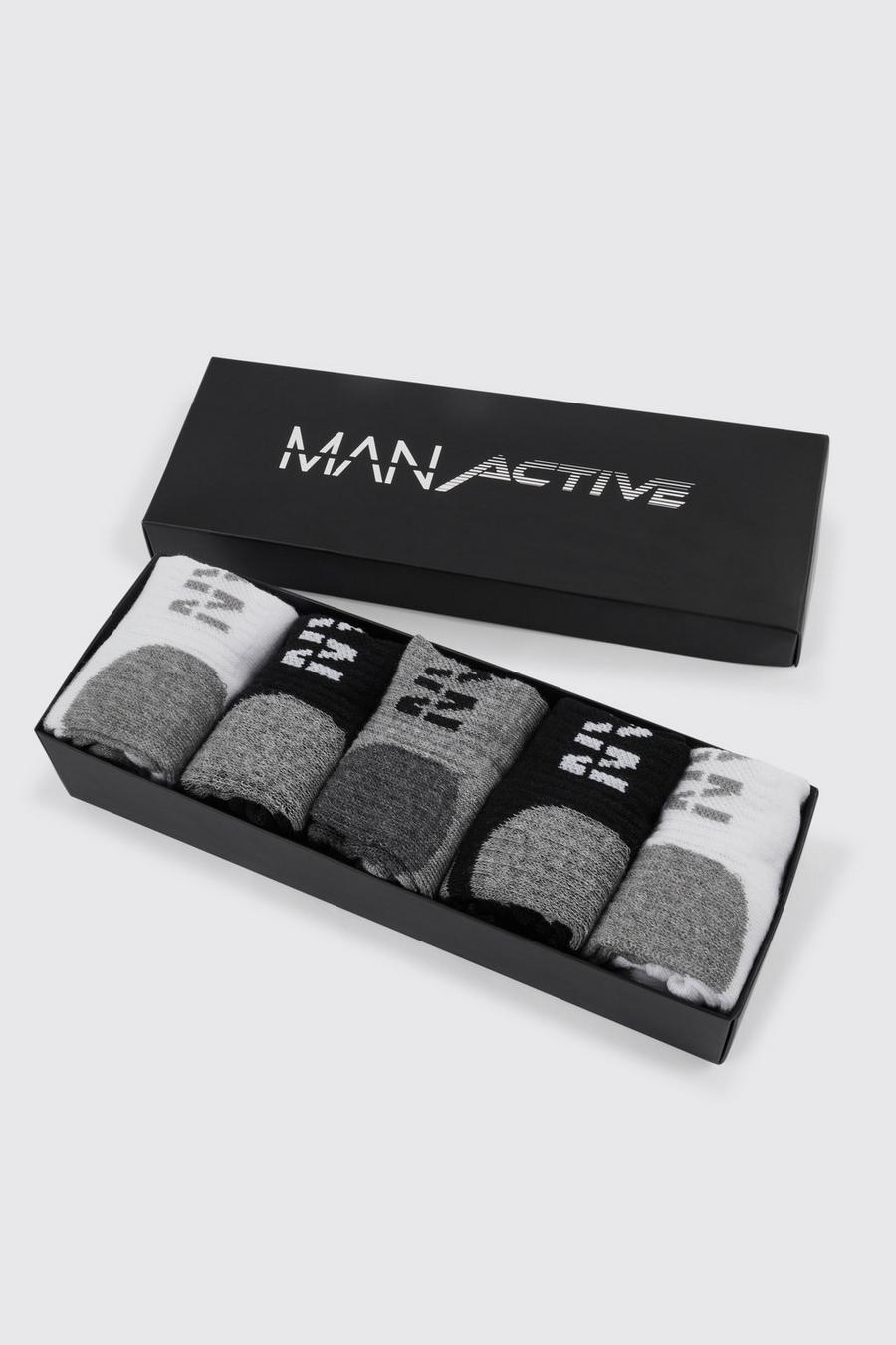 Multi Man Active 5 Pack Gift Boxed Trainer Socks