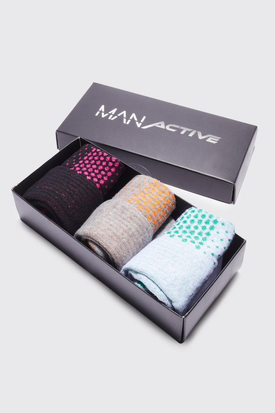 Multi Man Active 3 Pack Gift Boxed Trainer Socks