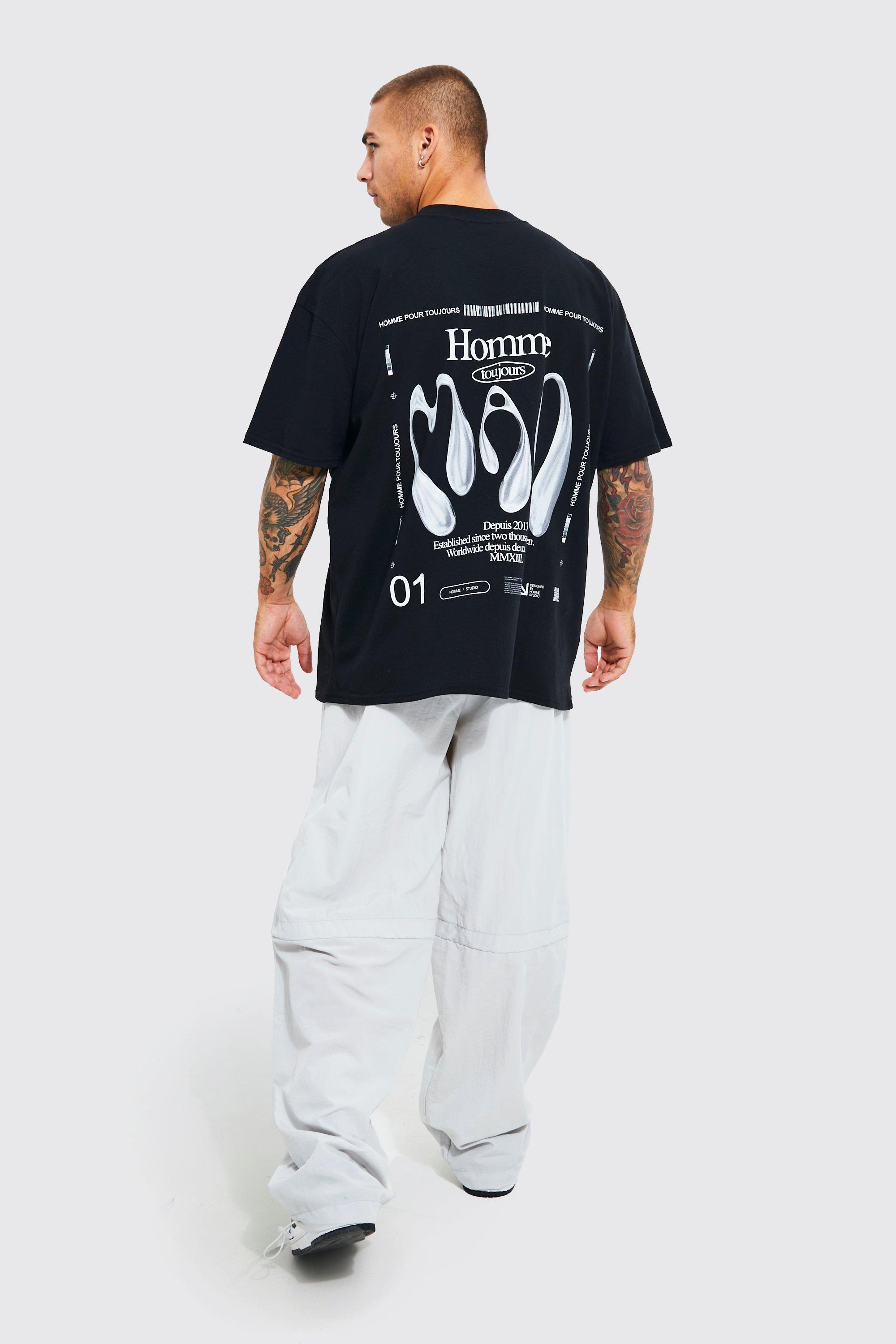 Oversized Extended Neck Graphic T-shirt | boohoo