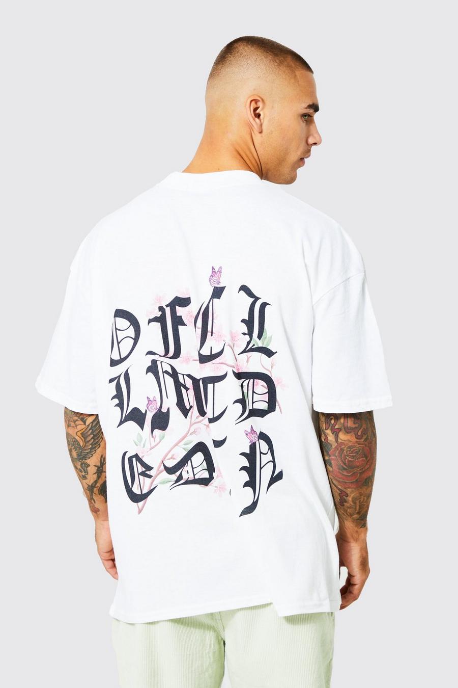 White Oversized Extended Neck Graphic T-shirt image number 1