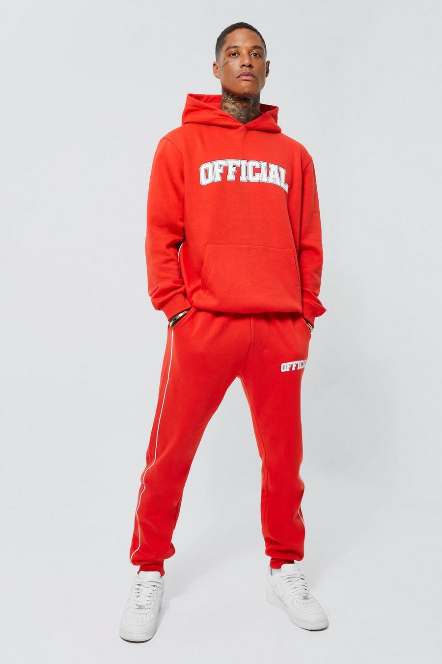 Red röd Lightweight Official Piping Hooded Tracksuit image number 1