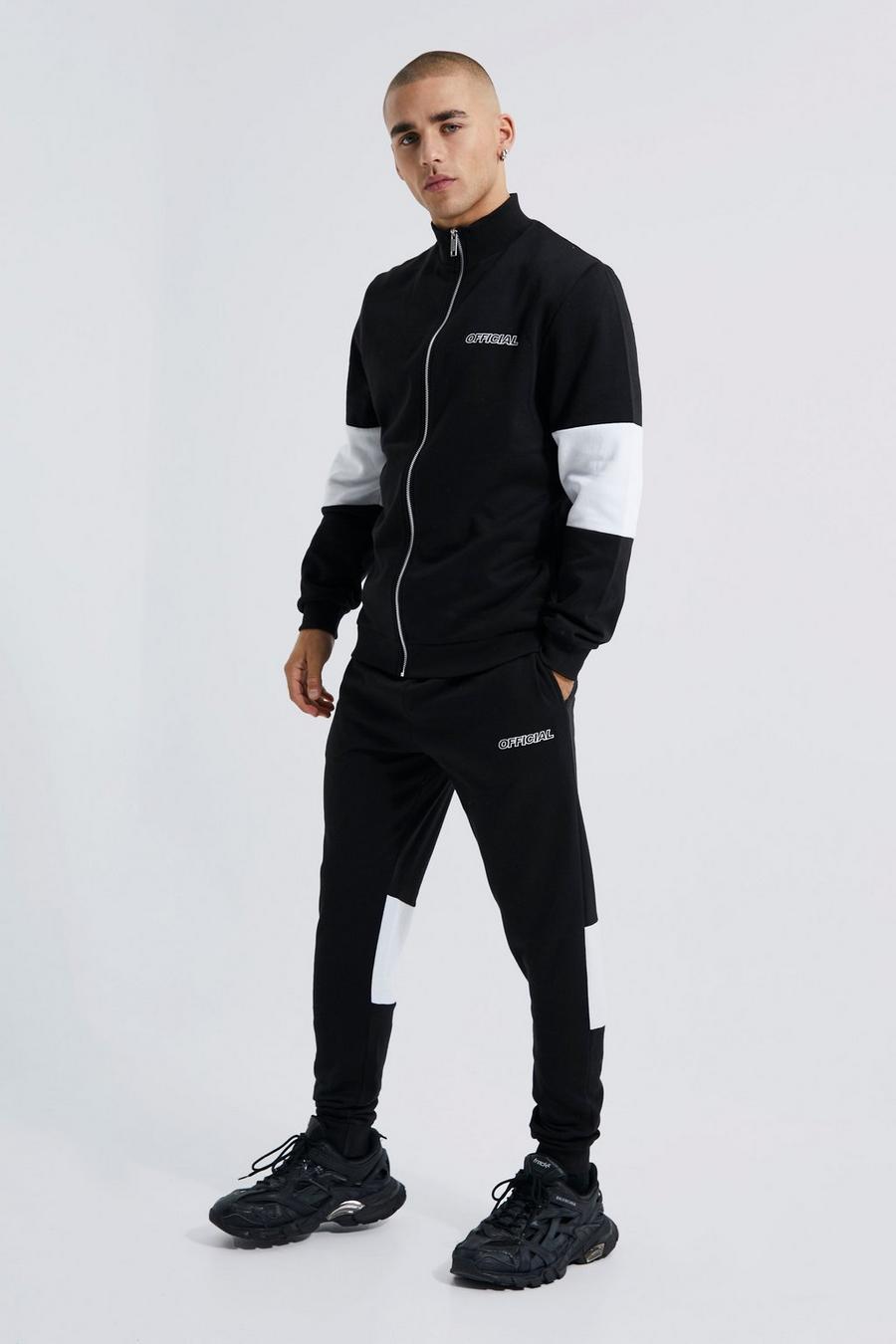 Slim-Fit Official Trainingsanzug mit Reißverschluss und Trainingsanzug, Black