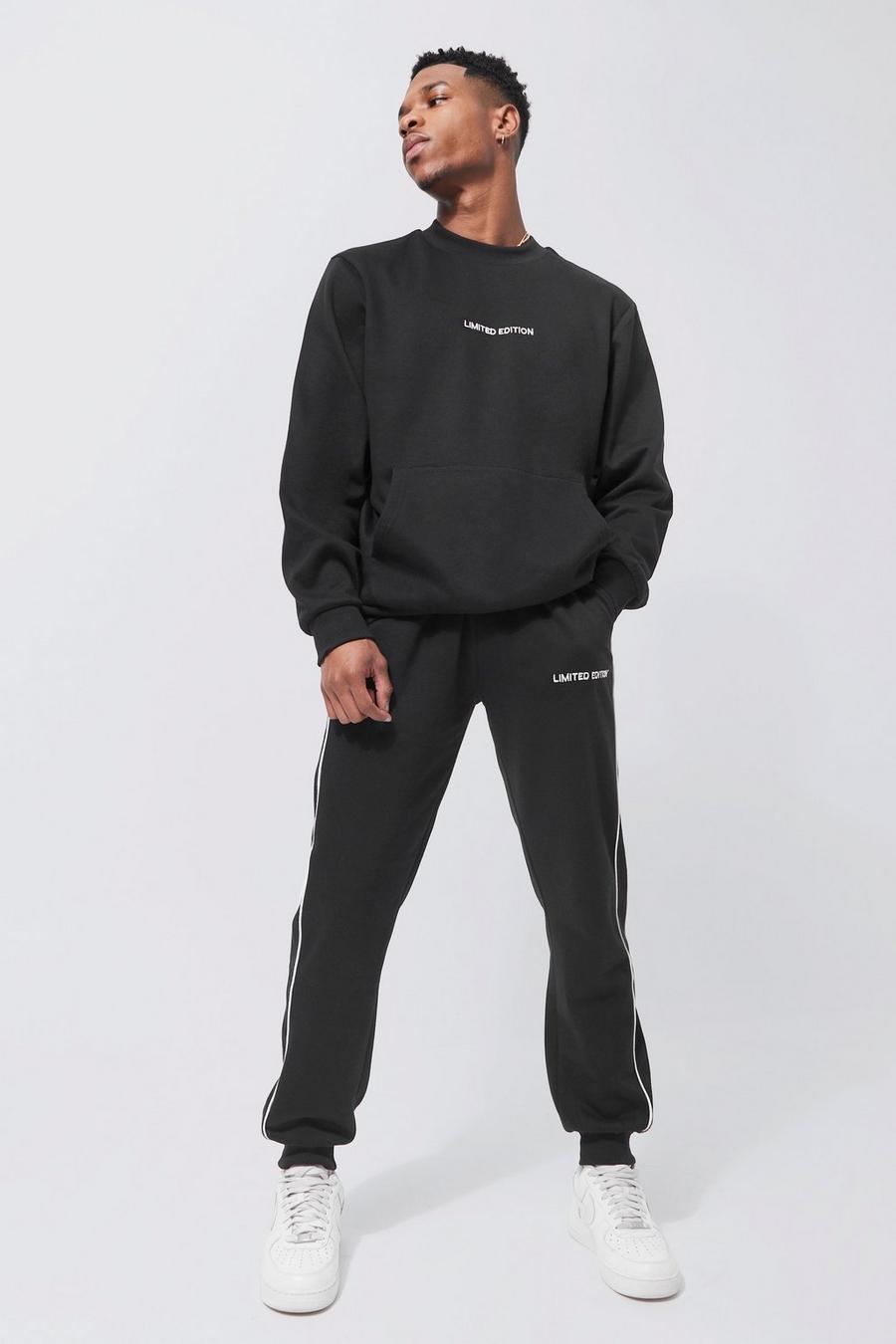 Black Lightweight Limited Piping Sweatshirt Tracksuit image number 1