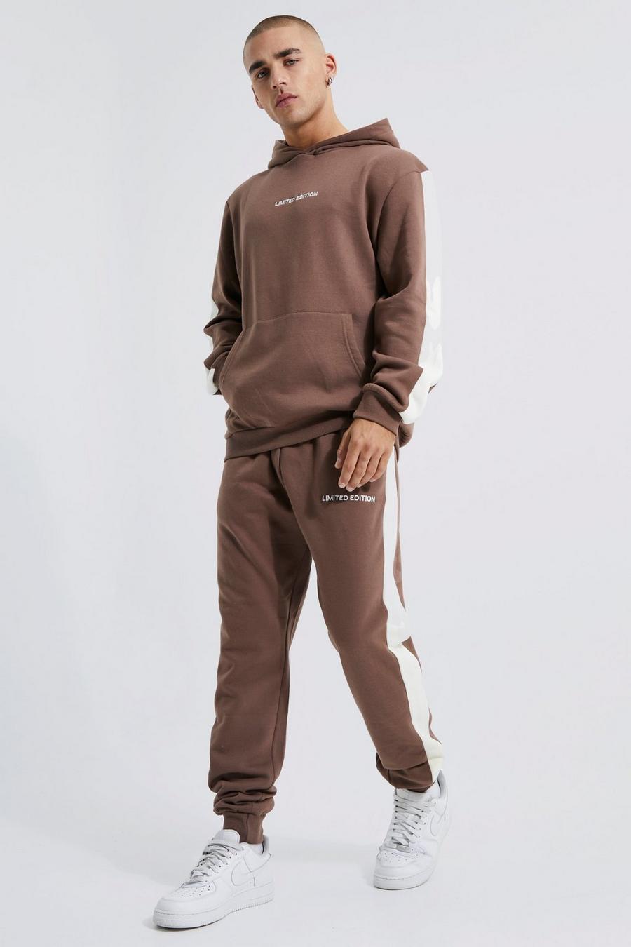 Coffee brown Lightweight Limited Panel Hooded Tracksuit